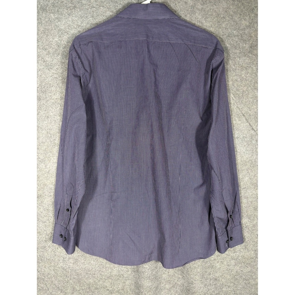 John Varvatos USA Mens Slim Fit Button Down Shirt Navy Blue Micro Check 16 32/33 - Picture 12 of 12